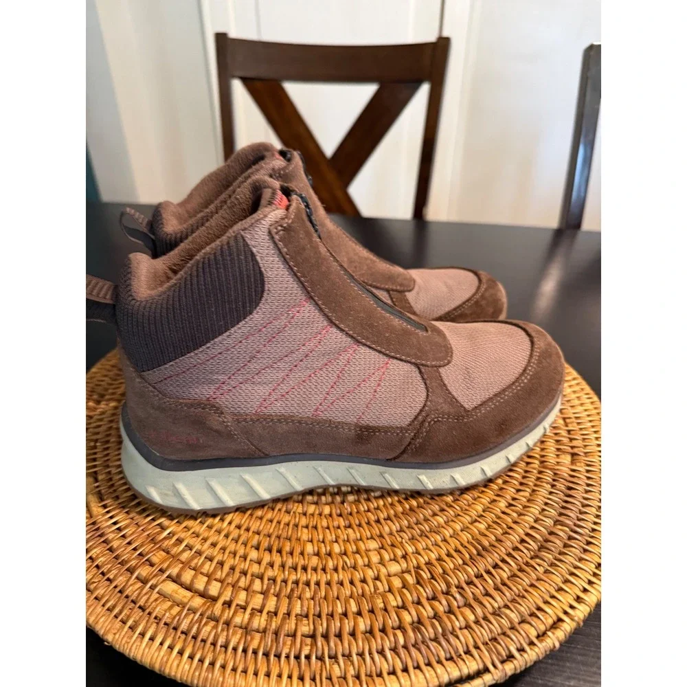 LL Bean Mens Snow Sneaker Boots Brown Waterproof Primaloft‎ Zip 520253 Size 7 M